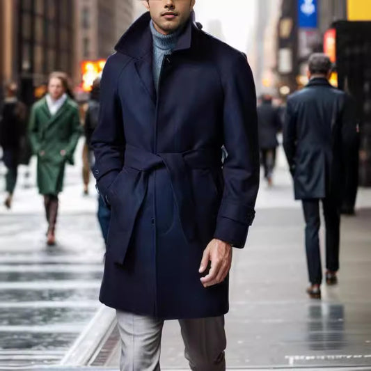 Men's Raglan Sleeves Woolen Coat