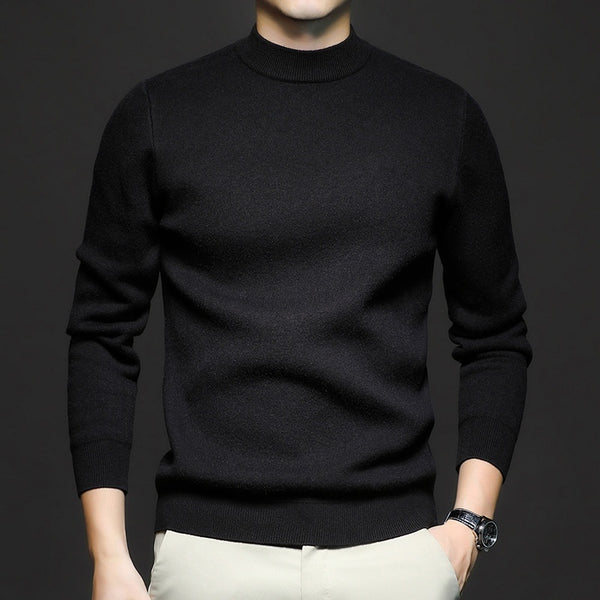 Pull Homme Col Montant Tricoté Manches Longues