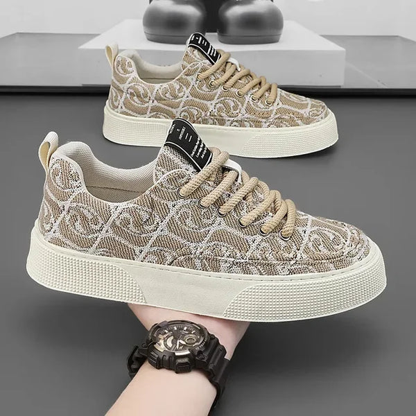 Men's Graffiti-Print Canvas Sneakers