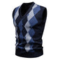 Plaid Sweater Knitwear Casual V-Neck Vest