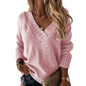V-neck Long-sleeved Pullover Sweater Top