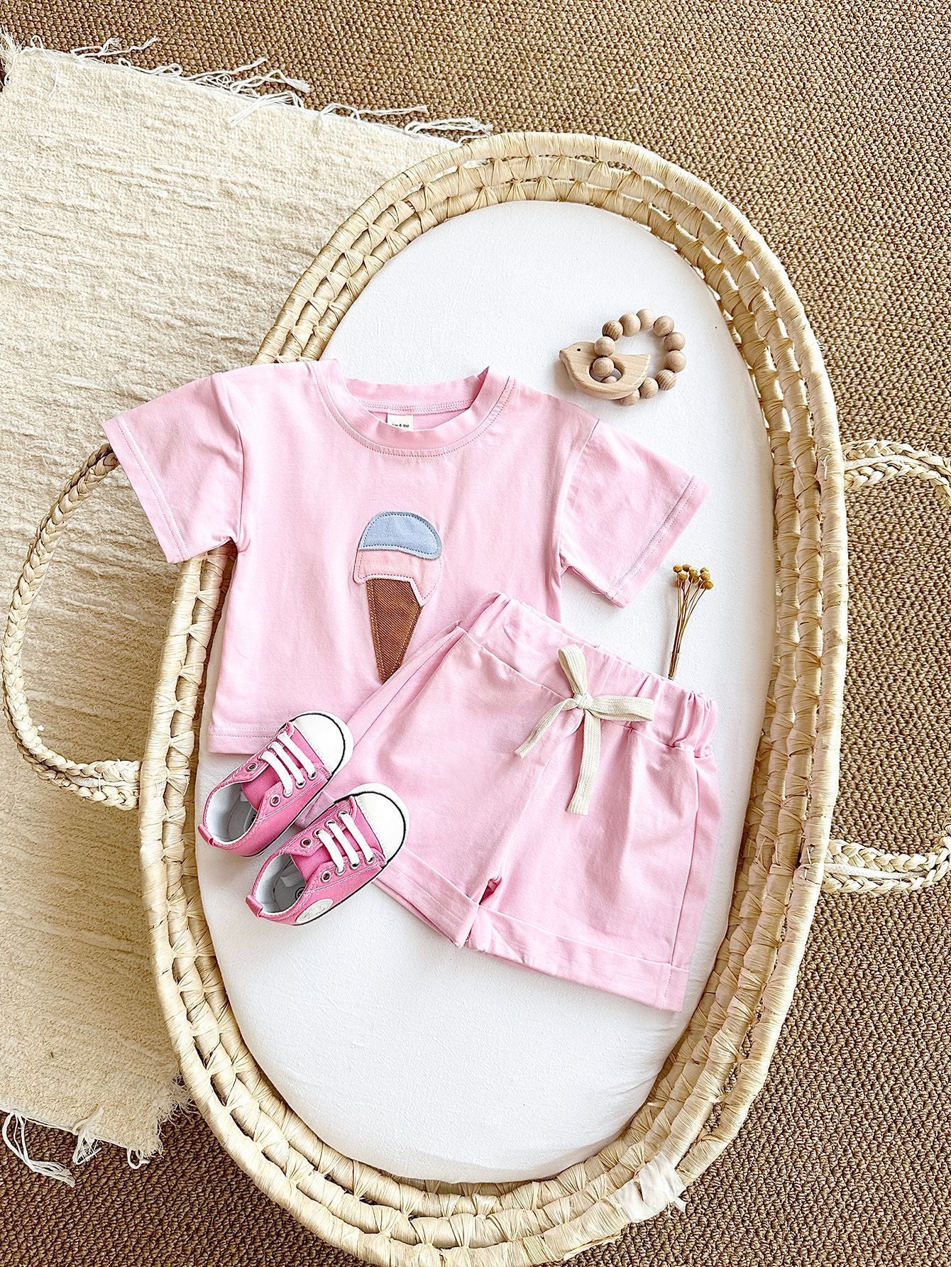 Baby Ice Cream Patch Short Sleeve Suit