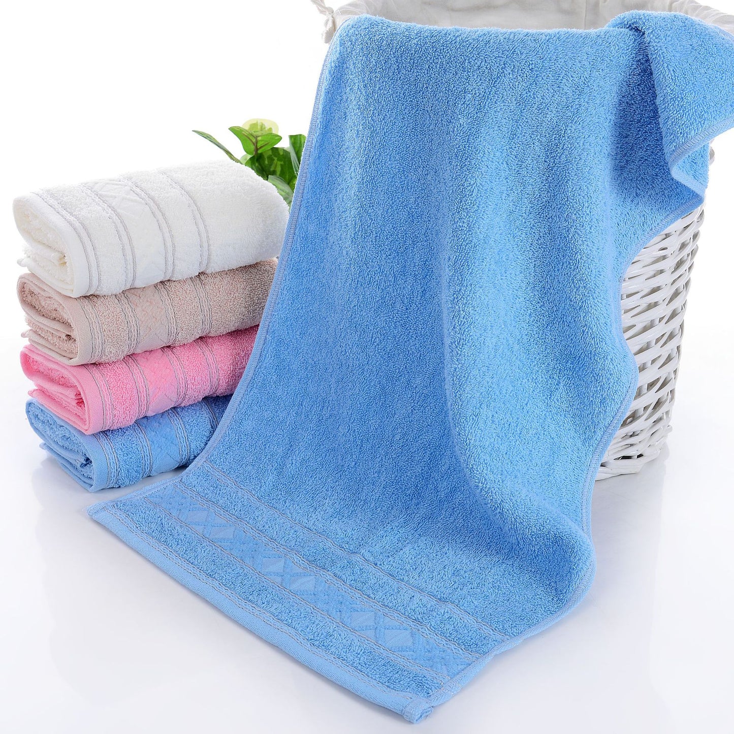Pure Cotton Towel Soft And Highly Absorbent Solid Color All-cotton With Embroidery
