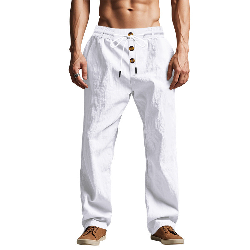Men's Loose Fit Straight-Leg Casual Trousers | Breathable Summer Beach Pants