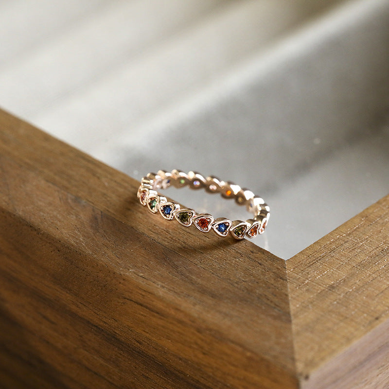 Inlaid Zircon Love Ring