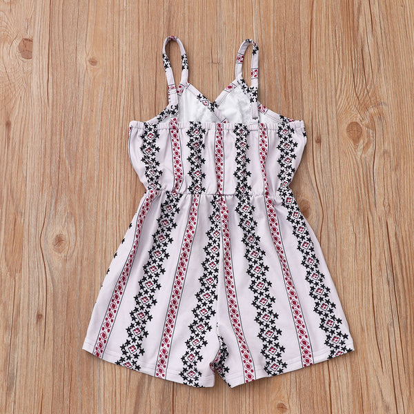 Girls Floral Striped Overalls - Cotton Jumpsuit