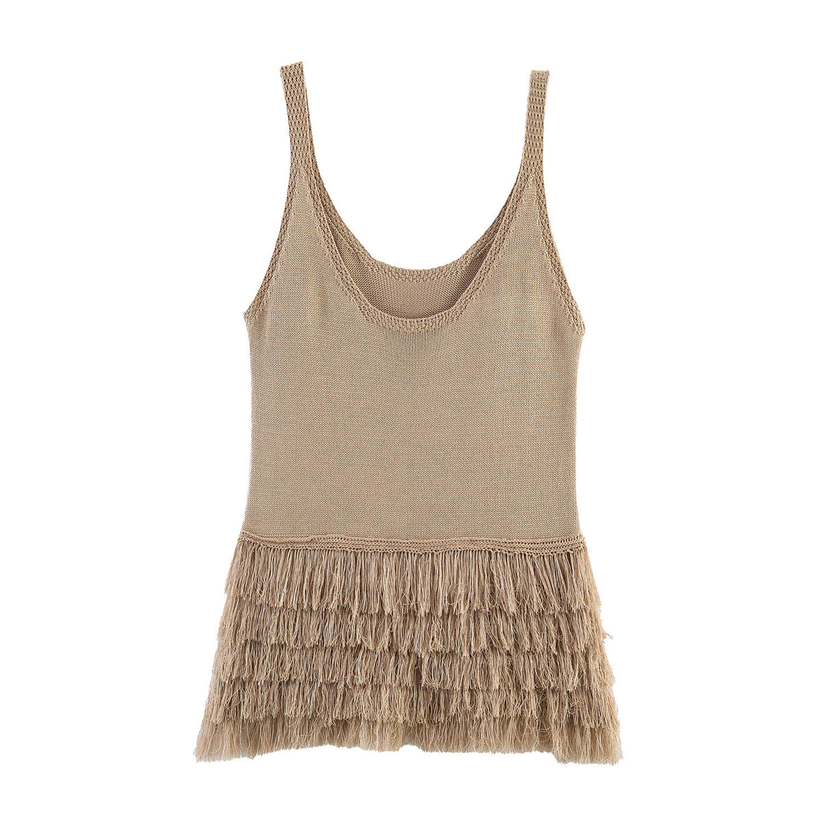 Women's tassel strap sleeveless knit top - view 5