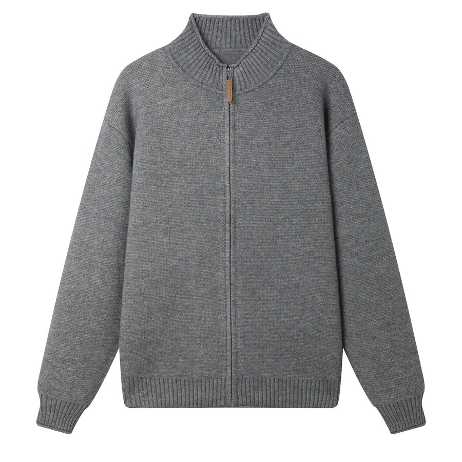 Stand up collar zipper cardigan sweater