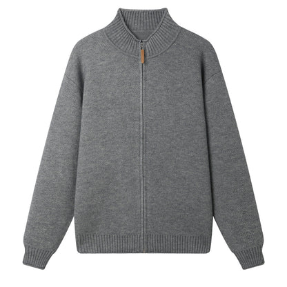 Stand up collar zipper cardigan sweater