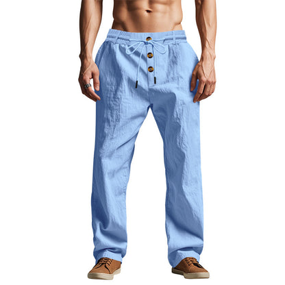 Men's Loose Fit Straight-Leg Casual Trousers | Breathable Summer Beach Pants