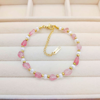 Fashion Cool Crystal Stone Pearl Bracelet