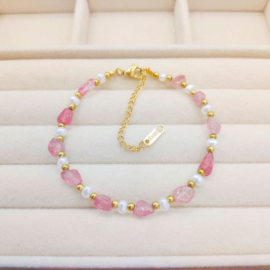 Fashion Cool Crystal Stone Pearl Bracelet