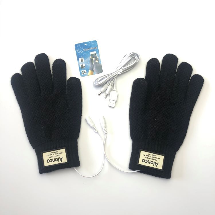 Men's knitted touchscreen electric heating gloves - view 9