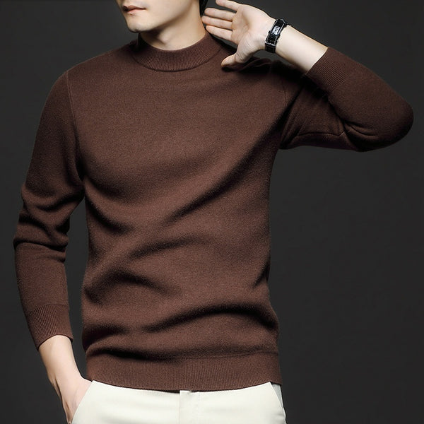 Pull Homme Col Montant Tricoté Manches Longues