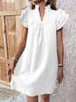 Multi-Layer Ruffle Sleeve V-Neck Dress