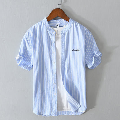 Stripes Short Sleeve Embroidered Shirt