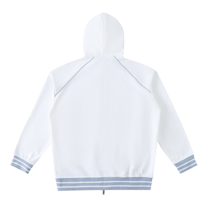 Striped Trim Zip-Up Hoodie 380GSM