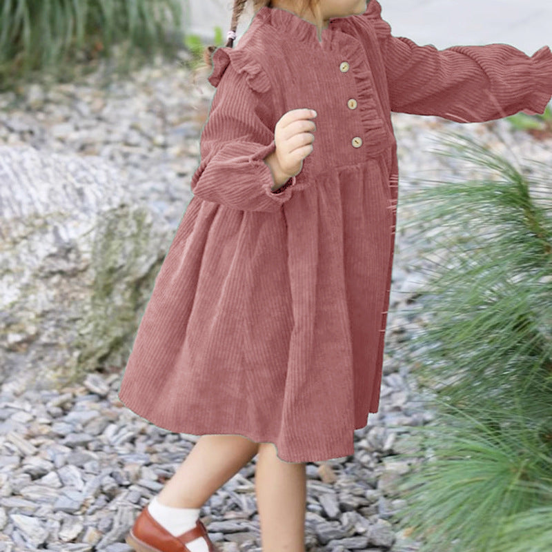 Autumn and winter lace collar long sleeved skirt