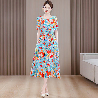 Women's Short Sleeve Cotton Floral Dress