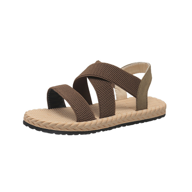 Chaussures Romaines Plates Étudiants Fond Souple Grande Taille Croisées