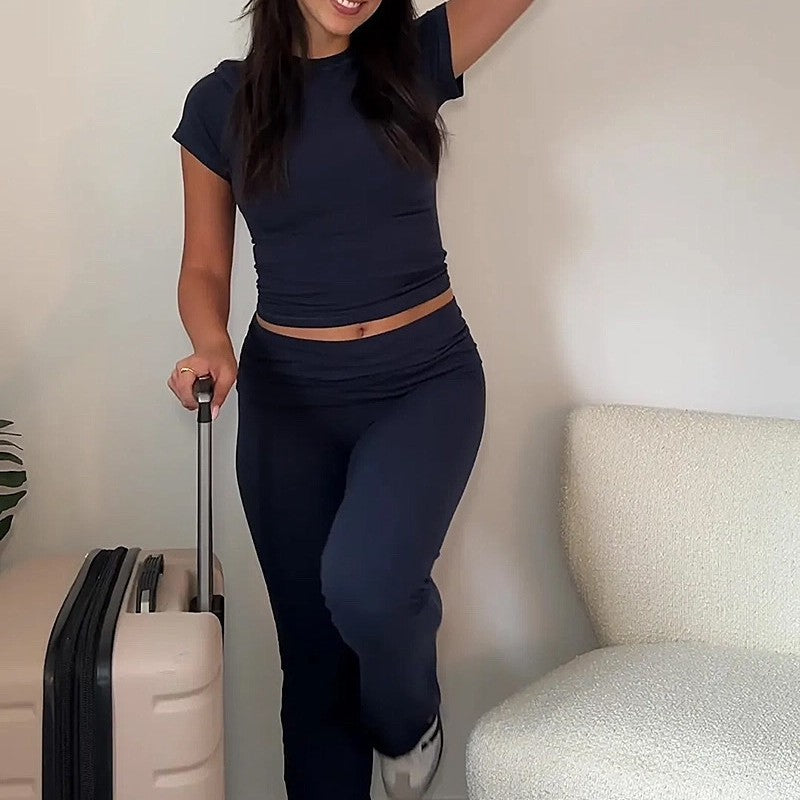 Early Autumn Retro-Inspired Women's Two-Piece Set – Chic and Elegant Style