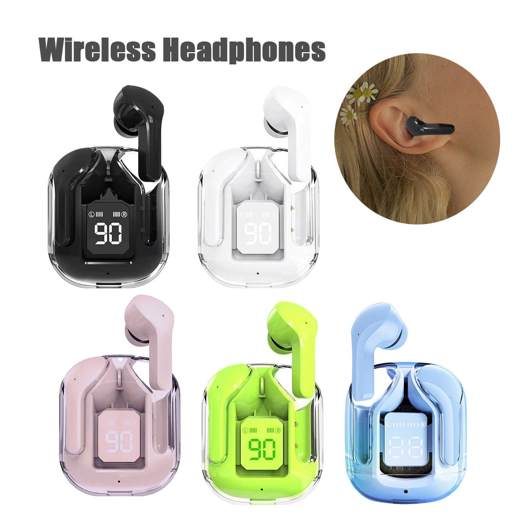 Nouveaux mini écouteurs Bluetooth sans fil transparents avec affichage numérique et réduction de bruit ENC, véritablement sans fil pour le sport et la musique