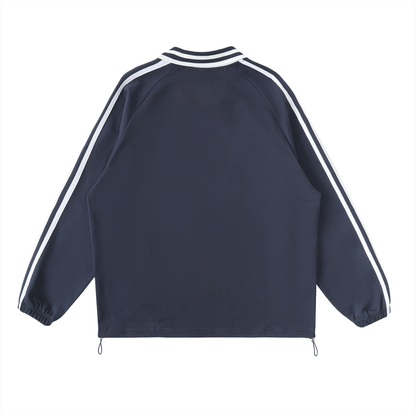 Waran Contrast Striped Lapel Collar Sweatshirt 380GSM