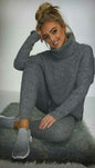 Knitted Ribbed Polo High Neck  Loungewear
