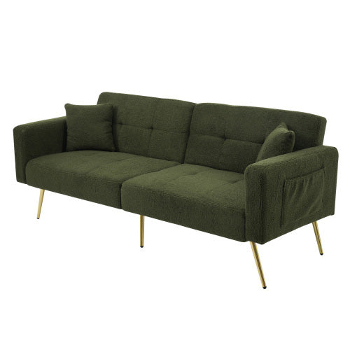Sofa Bed with Adjustable Back and Side Pockets