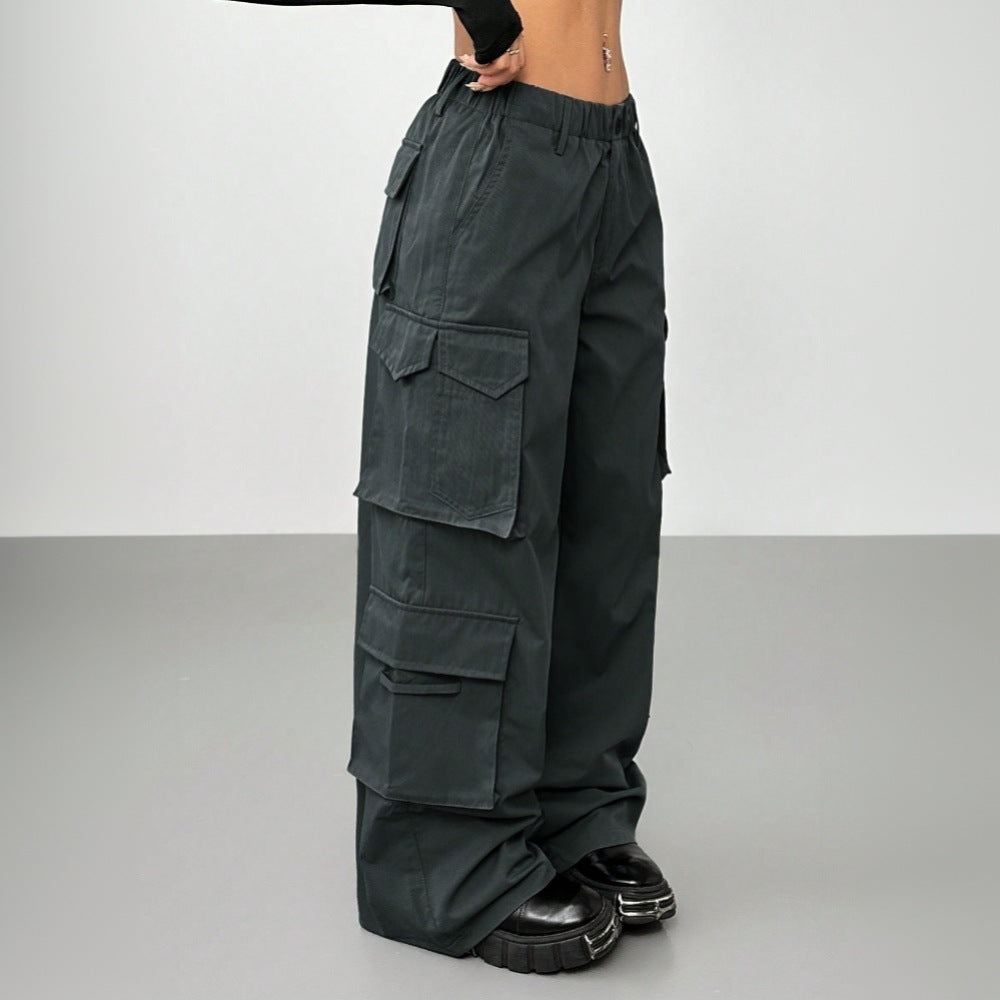 Elastic High Waist Wide-leg Trousers