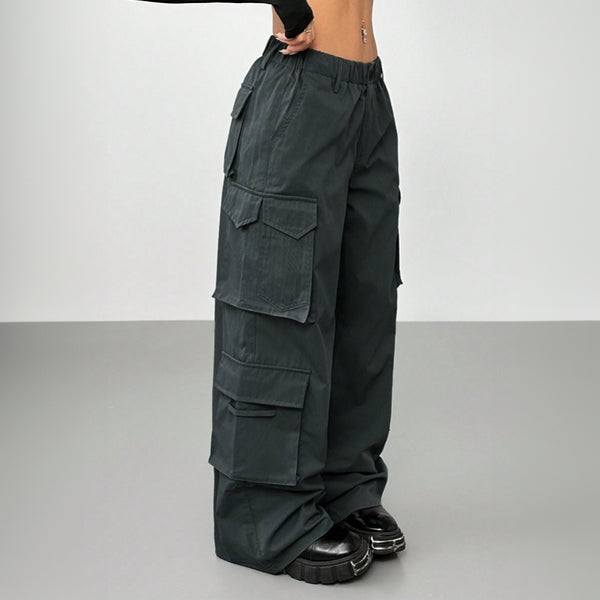 Elastic High Waist Wide-leg Trousers