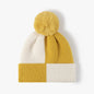 Color block knit hat with pom-pom - view 4