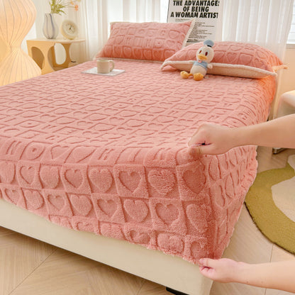 Milk Fiber Fitted Sheet Solid Color Tower Velvet Three-dimensional Carved