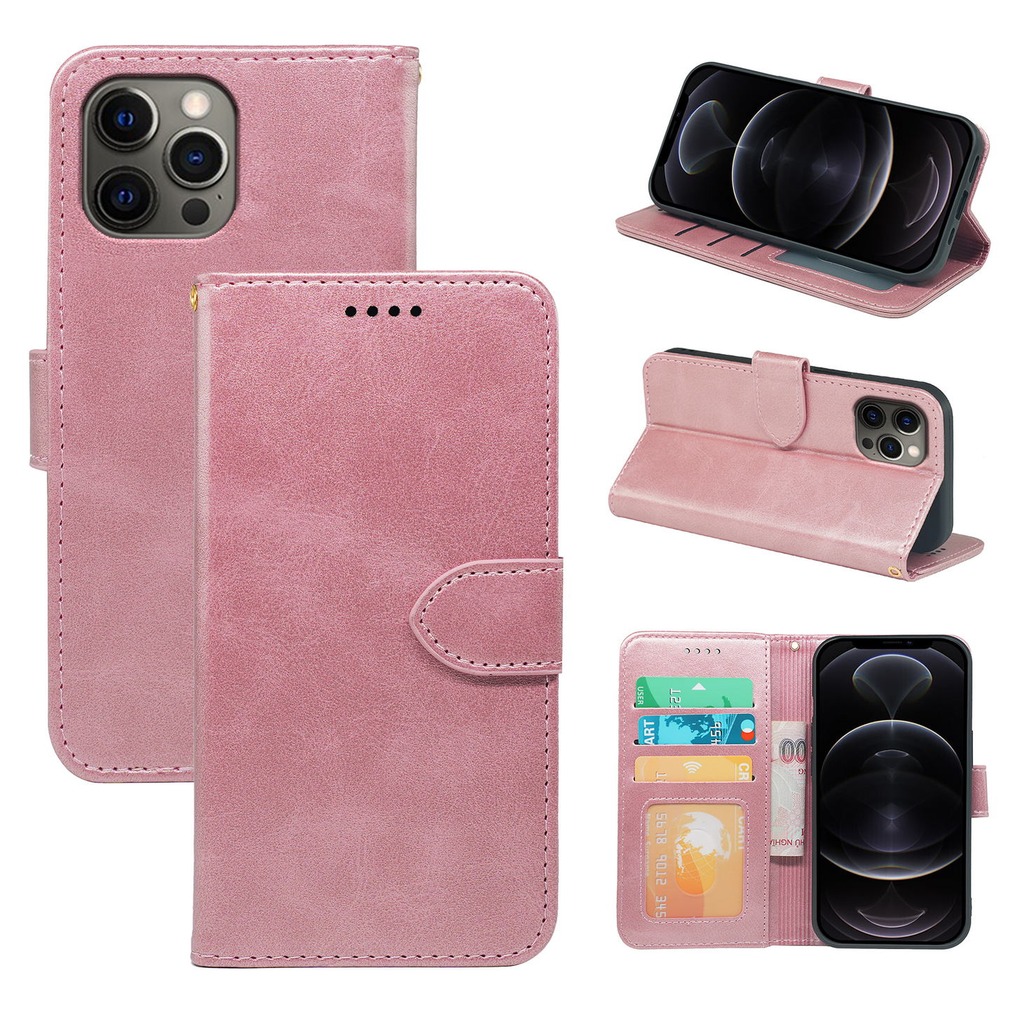 Étui Portefeuille en Cuir avec Rabat pour iPhone 12 Series, avec Porte-Cartes