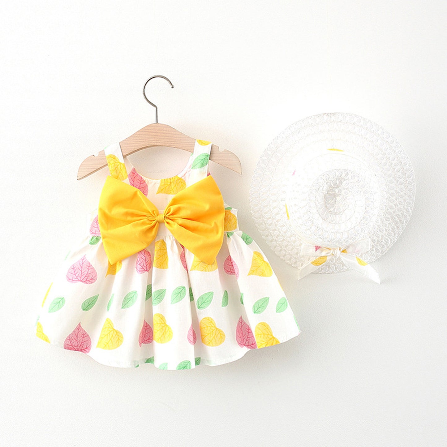 Baby Girl Print Bow Suspender Dress