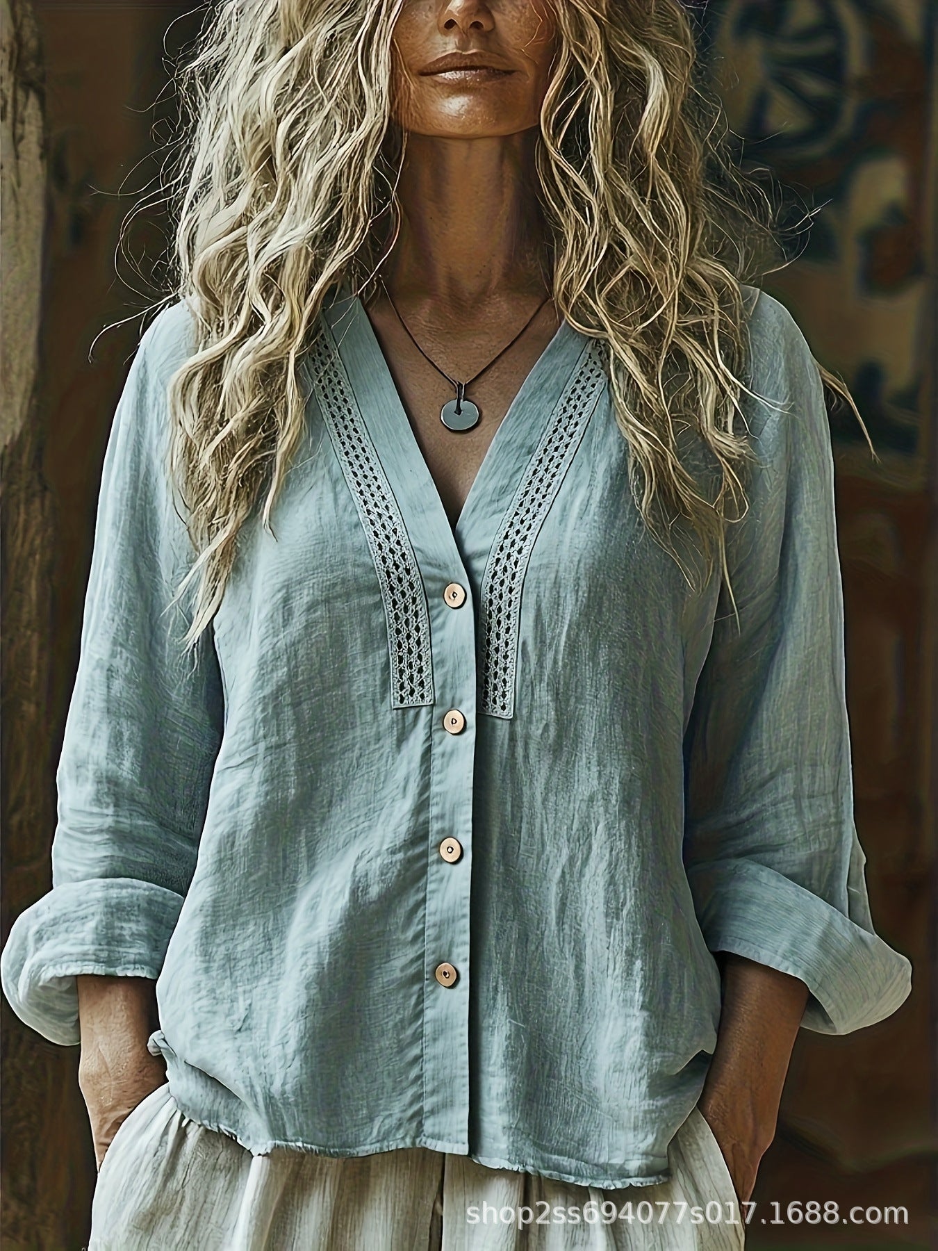 V-Neck Linen Shirt