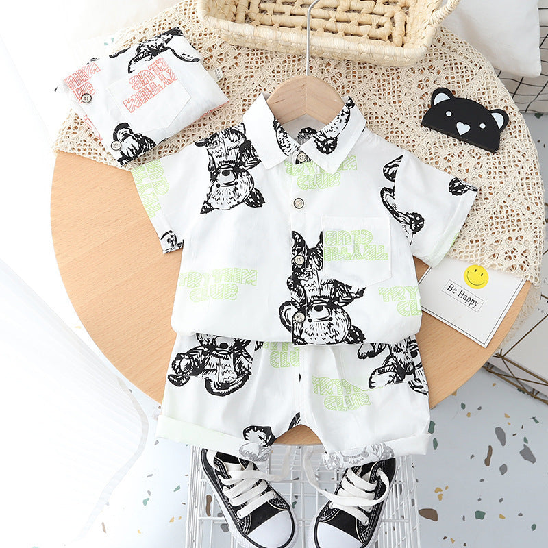 Baby Lapel Short Sleeve Shirt Suit