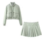 zipper jacket+pants skirt set