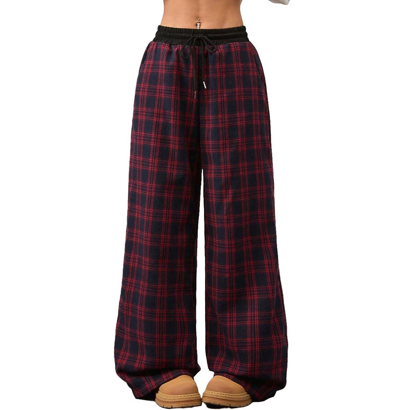 Retro Plaid Loose Casual Pants