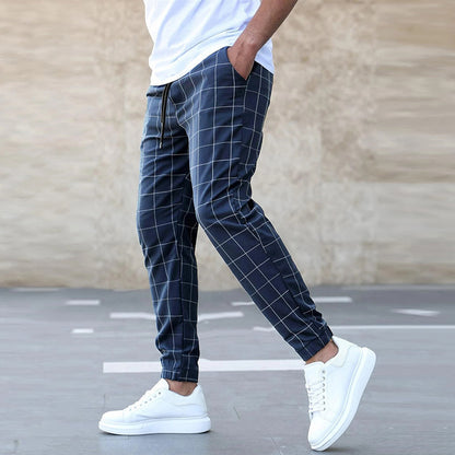 Mens casual Plaid Print Pants