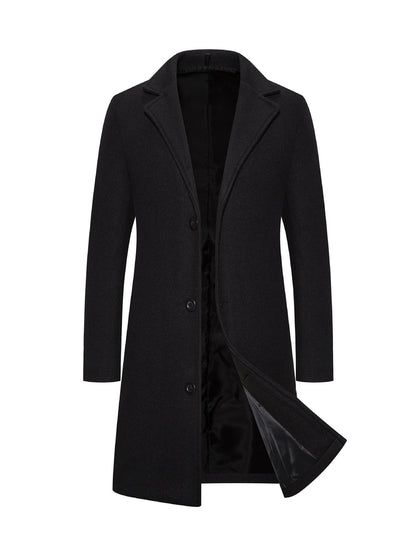 Men's Woolen Slim-fit Trench Coat