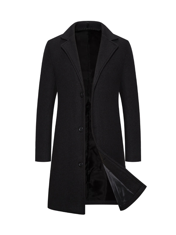 Men's Woolen Slim-Fit Trench Coat