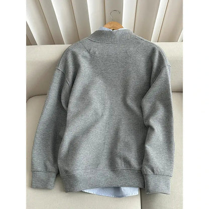 Men's Heavyweight V-Neck Open-Front Sweatshirt Jacket