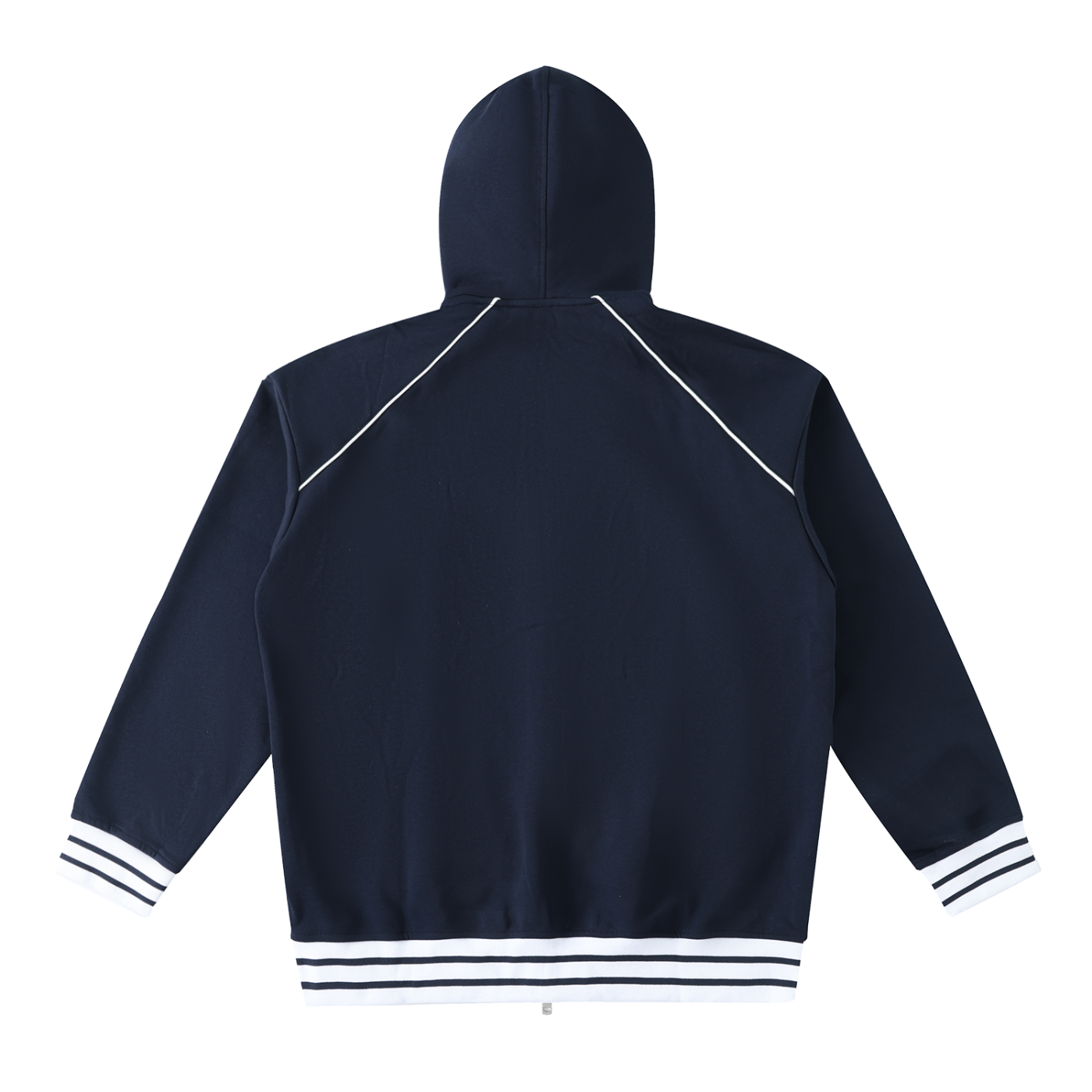 Striped Trim Zip-Up Hoodie 380GSM