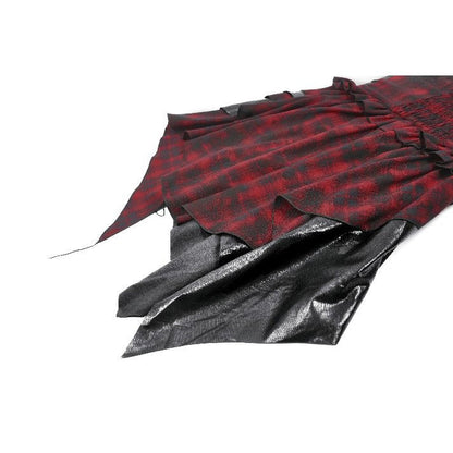 Robe Corset Punk en Tartan Rouge Dark in Love avec Jupe Asymétrique