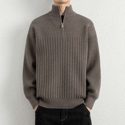 Men's  Relaxed Fit Stand Collar Knitted Jacket
