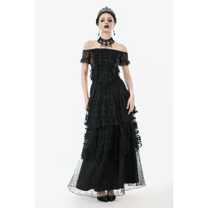 Dark in Love Ophelia Lace Off-Shoulder Gothic Top in Black
