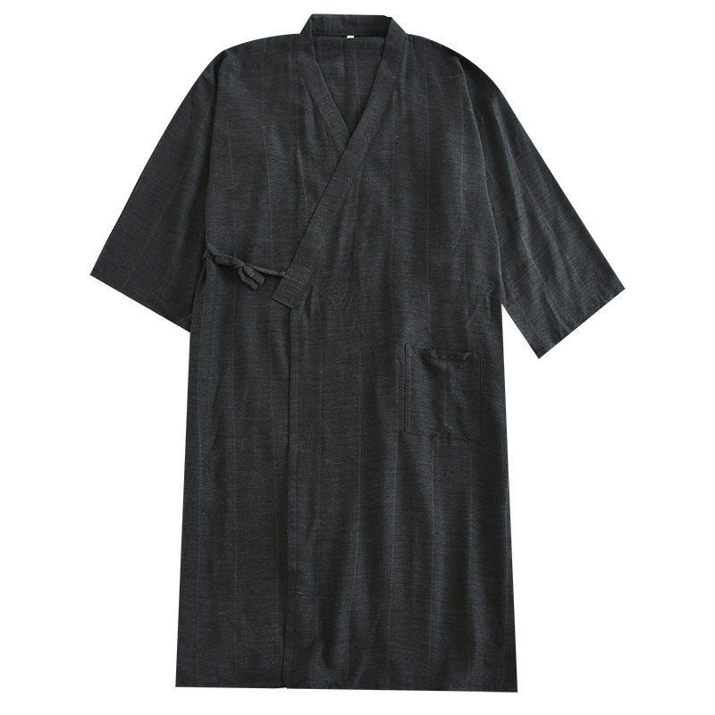 Japanese Style Lace-up Kimono Pajamas Men's Spring And Summer Pure Cotton Thin