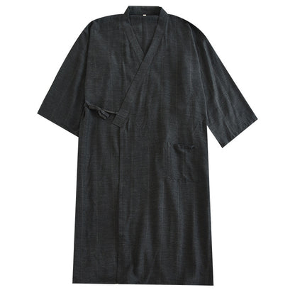 Japanese Style Lace-up Kimono Pajamas Men's Spring And Summer Pure Cotton Thin