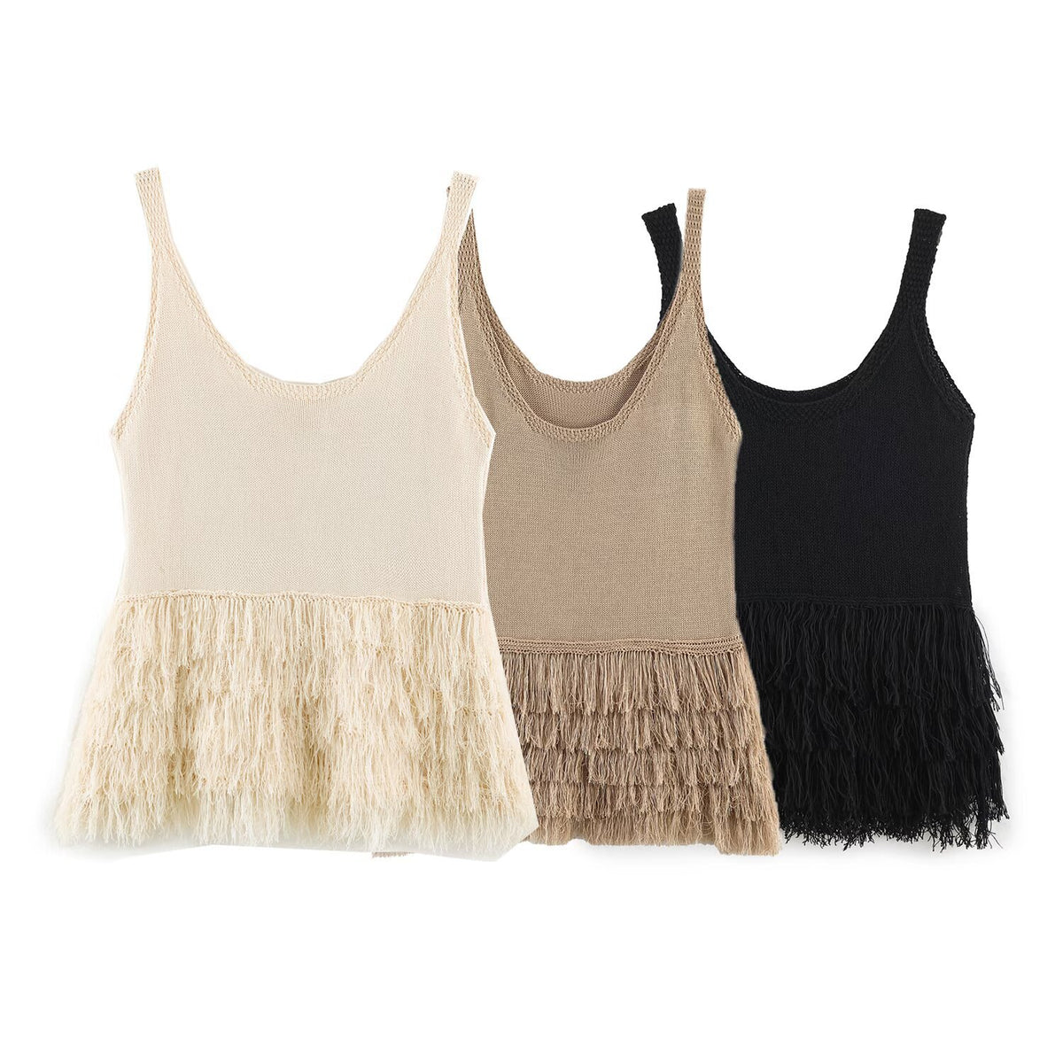 Women's tassel strap sleeveless knit top - view 1